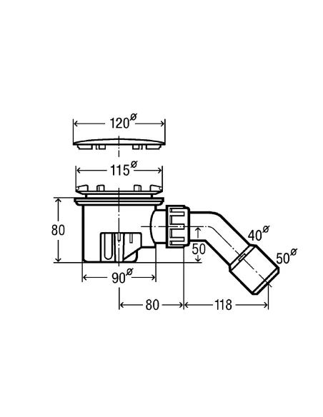 Сифон для душевой кабинки Viega 364786 110х40/50, хромированный - 3