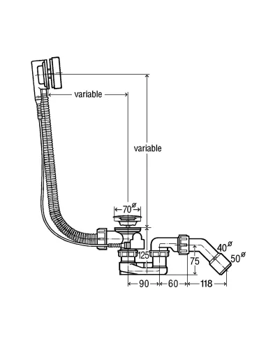 Сифон для ванни Simplex Viega 595678, подовжений, автомат. - 3