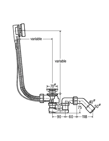Сифон для ванни Simplex Viega 595678, подовжений, автомат. - 3