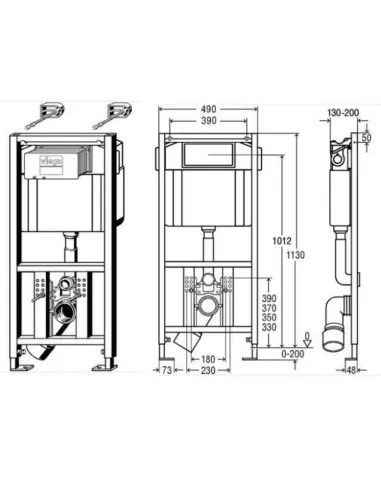 Модуль-бачок для унітазу Viega Еco Plus 660321 1130х490, хромована кнопка 596323 - 3