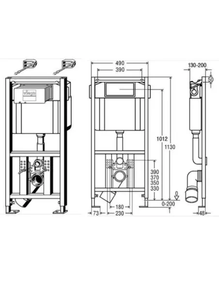Модуль-бачок для унітазу Viega Еco Plus 660321 1130х490, хромована кнопка 596323 - 3