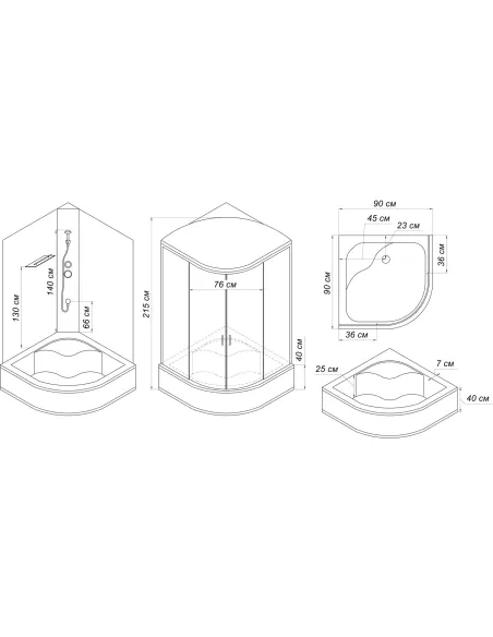 Гідробокс з піддоном Bravo BUG H90F з душовим набором, піддон 40см - 7