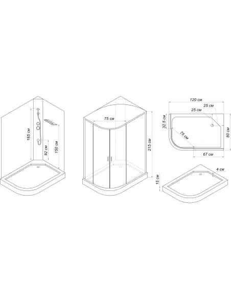 Гідробокс з низьким піддоном Bravo REGA L120BL з душовим набором, піддон 13 см - 2