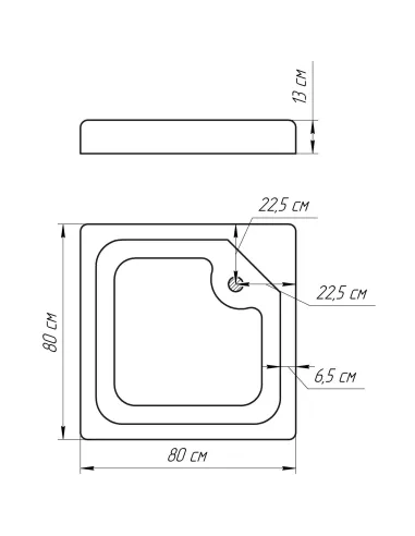 Душевой поддон низкий Bravo LUBAWA SL 80 квадратный - 5