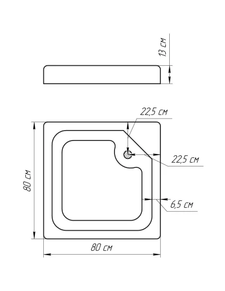 Душовий піддон низький Bravo LUBAWA SL 80 квадратний - 5