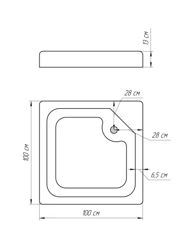 Душевой поддон низкий Bravo LUBAWA SL 100 квадратный - 5