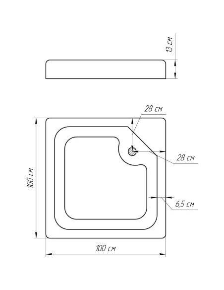 Душовий піддон низький Bravo LUBAWA SL 100 квадратний - 5