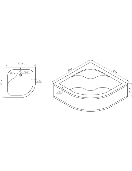 Душовий піддон високий Bravo GORA RH 90 напівкруглий - 3