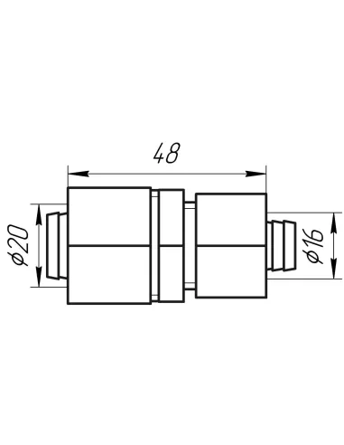 Муфта для металлопластиковой трубы Ape Italy 703 L 20х16 промежуточная, металл - 3