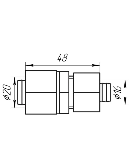 Муфта для металлопластиковой трубы Ape Italy 703 L 20х16 промежуточная, металл - 3