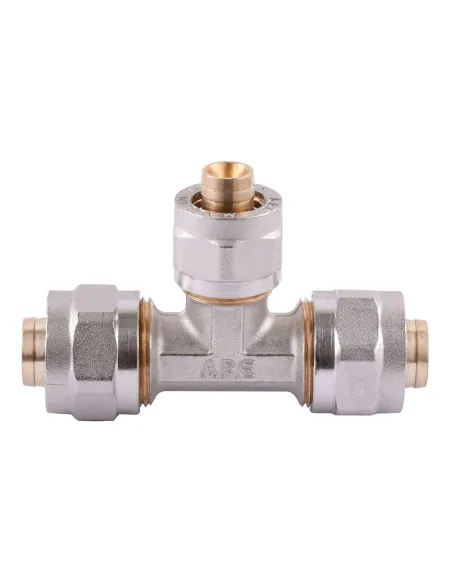 Тройник для металлопластиковой трубы Ape Italy 731 L 20х16х20 промежуточный, металл - 1