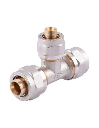 Тройник для металлопластиковой трубы Ape Italy 731 L 20х16х20 промежуточный, металл - 2