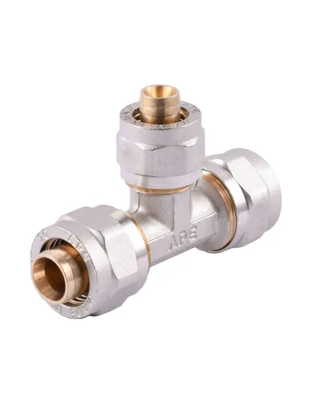 Тройник для металлопластиковой трубы Ape Italy 731 L 20х16х20 промежуточный, металл - 2