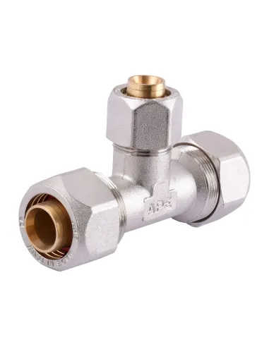 Тройник для металлопластиковой трубы Ape Italy 731 L 26х20х26 промежуточный, металл - 2