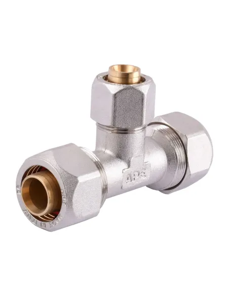 Тройник для металлопластиковой трубы Ape Italy 731 L 26х20х26 промежуточный, металл - 2