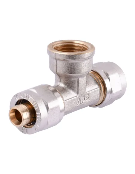 Тройник для металлопластиковой трубы Ape Italy 732 L 16х1/2х16 с внутренней резьбой, металл - 2