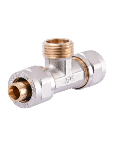 Тройник для металлопластиковой трубы Ape Italy 733 L 16х1/2х16 с внешней резьбой, металл - 2