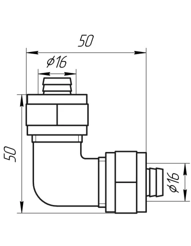 Кут металопластиковий Ape Italy 751 L 16х16 (проміжний) - 3