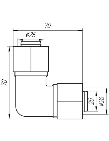 Уголок для металлопластиковой трубы Ape Italy 751 L 26х26 промежуточный, металл - 3