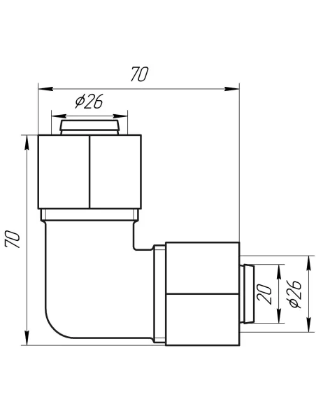 Уголок для металлопластиковой трубы Ape Italy 751 L 26х26 промежуточный, металл - 3