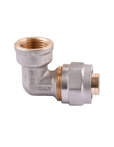 Уголок для металлопластиковой трубы Ape Italy 755 L 1/2х20 с внутренней резьбой, металл - 1