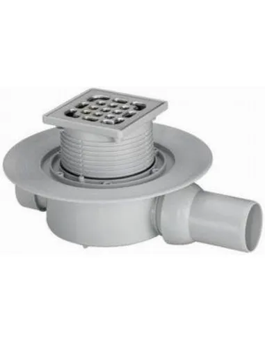 Трап Viega 557119 450878, диаметр 50 мм, для ванной, нержавеющая решетка 100х100 мм, горизонтальный, с сифоном - 2