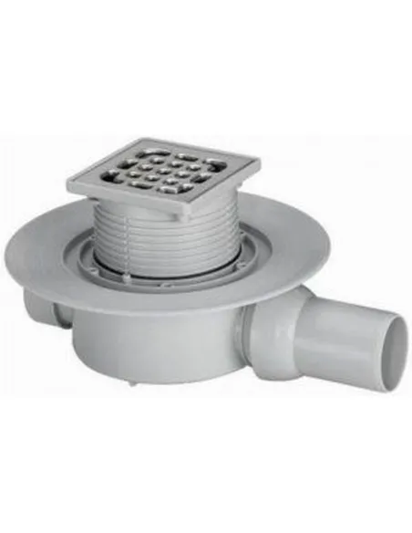 Трап Viega 557119 450878, диаметр 50 мм, для ванной, нержавеющая решетка 100х100 мм, горизонтальный, с сифоном - 2