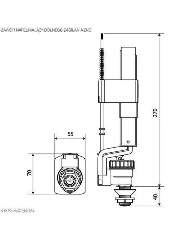 Кран залив для бачка унитаза Kkpol ZND/110 (1/2, нижний, латунь) - 2