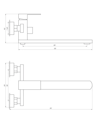 Смеситель для ванны с душем Globus Lux SBQ-208 длина излива 350 мм - 5