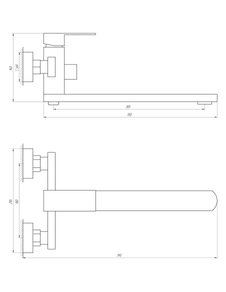 Смеситель для ванны с душем Globus Lux SBQ-208 длина излива 350 мм - 5