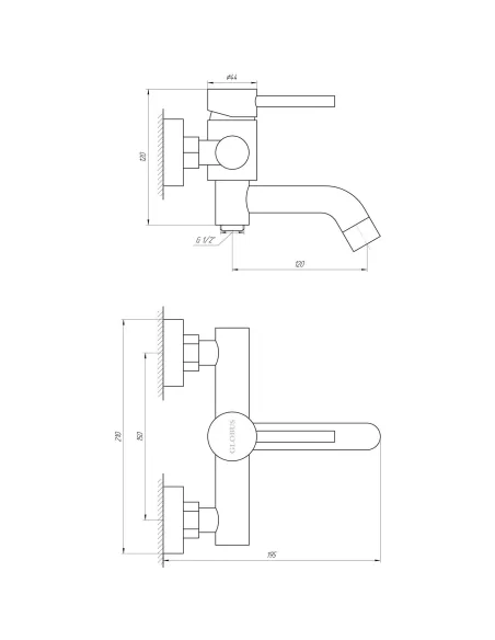 Смеситель для ванны с душем Globus Lux SBT1-102L поворотный гусак - 5