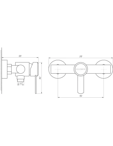 Змішувач для душу Globus Lux SBT2-105 (нержавіюча сталь) - 5