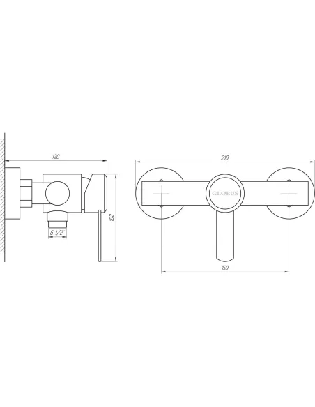 Змішувач для душу Globus Lux SBT2-105 (нержавіюча сталь) - 5