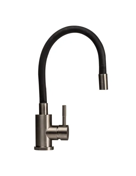 Змішувач для кухні Globus Lux SUS-203SB (чорний гофрогусак, нержавіюча сталь, на гайці) - 1