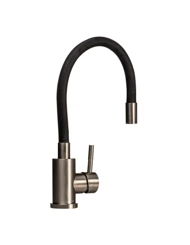 Змішувач для кухні Globus Lux SUS-203SB (чорний гофрогусак, нержавіюча сталь, на гайці) - 2