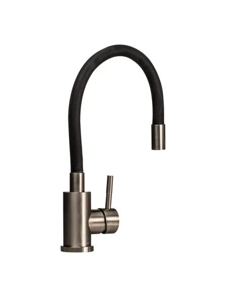 Змішувач для кухні Globus Lux SUS-203SB (чорний гофрогусак, нержавіюча сталь, на гайці) - 2