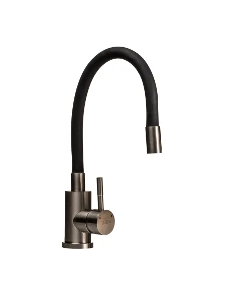 Змішувач для кухні Globus Lux SUS-203SB (чорний гофрогусак, нержавіюча сталь, на гайці) - 3