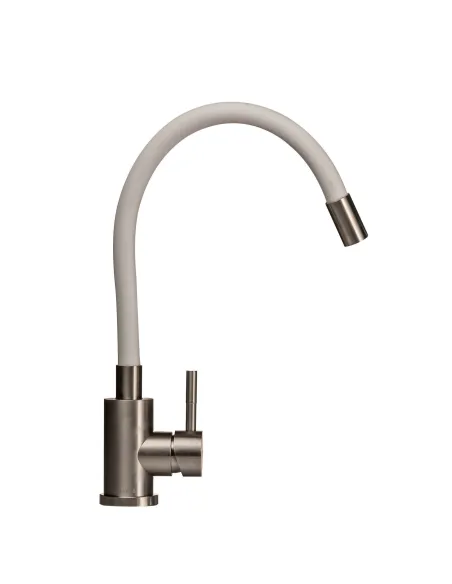 Змішувач для кухні Globus Lux SUS-203SW (білий гофрогусак, нержавіюча сталь, на гайці) - 1