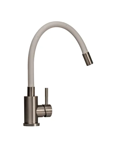 Змішувач для кухні Globus Lux SUS-203SW (білий гофрогусак, нержавіюча сталь, на гайці) - 2