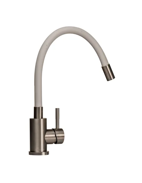 Змішувач для кухні Globus Lux SUS-203SW (білий гофрогусак, нержавіюча сталь, на гайці) - 2