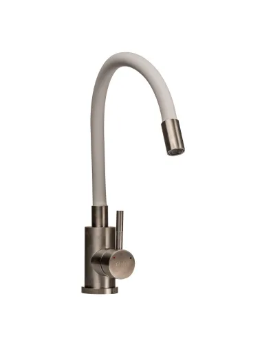 Змішувач для кухні Globus Lux SUS-203SW (білий гофрогусак, нержавіюча сталь, на гайці) - 3