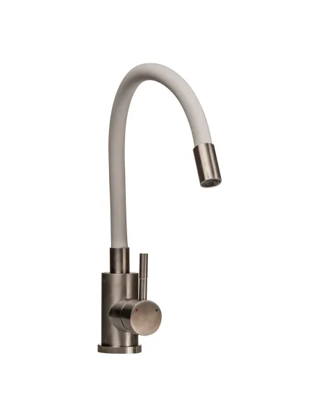 Змішувач для кухні Globus Lux SUS-203SW (білий гофрогусак, нержавіюча сталь, на гайці) - 3