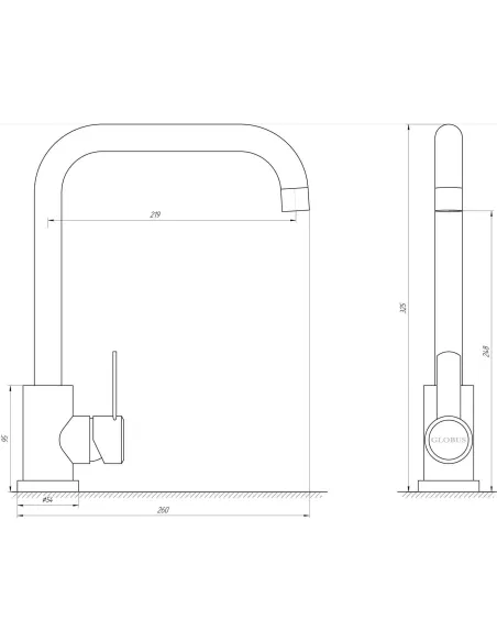 Смеситель для кухни Globus Lux SUS2-203L - 5