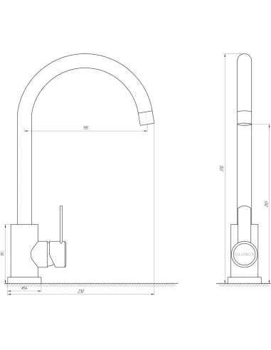 Смеситель для кухни Globus Lux SUS2-203S-BB черный, нержавеющая сталь - 5