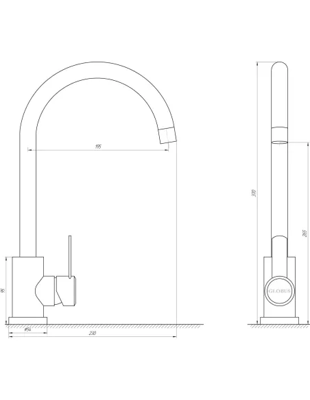Смеситель для кухни Globus Lux SUS2-203S-BB черный, нержавеющая сталь - 5