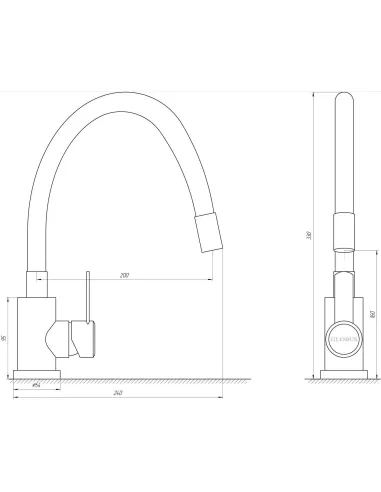 Смеситель для кухни с гибким изливом Globus Lux Wien SUS2-203SG серый - 4
