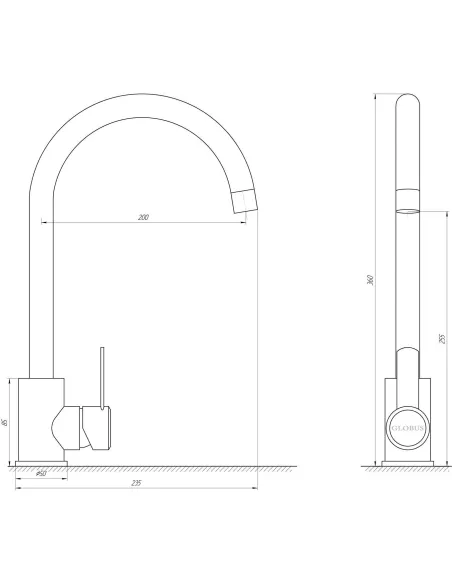 Змішувач для кухні Lux Globus Lux SUS2-203SN (нержавіюча сталь) - 4