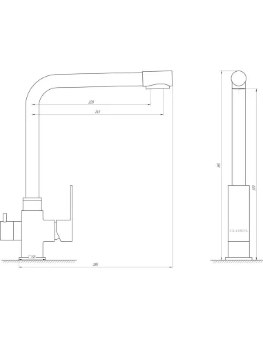 Змішувач для кухні Globus Lux SUS-0110-1 (під осмос, нержавіюча сталь, на гайці) - 4