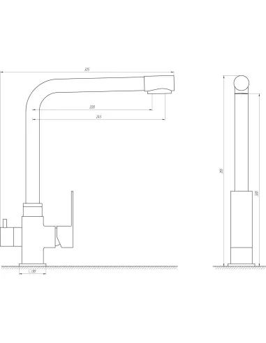 Смеситель для кухни с подключением к фильтру Globus Lux SUS-0110-BB черный, нержавеющая сталь - 4