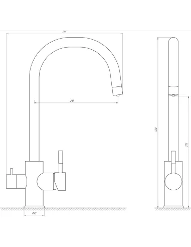 Змішувач для кухні Globus Lux SUS-0333-BB (чорний, під осмос, нержавіюча сталь, на гайці) - 4
